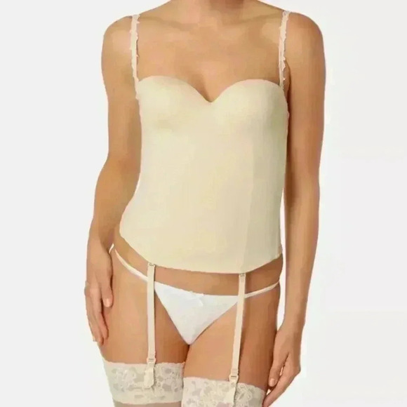 Le Mystere Bustier Bra Women 34B Ivory Seduction Bridal Long Line LY2355 NEW - Picture 9 of 9